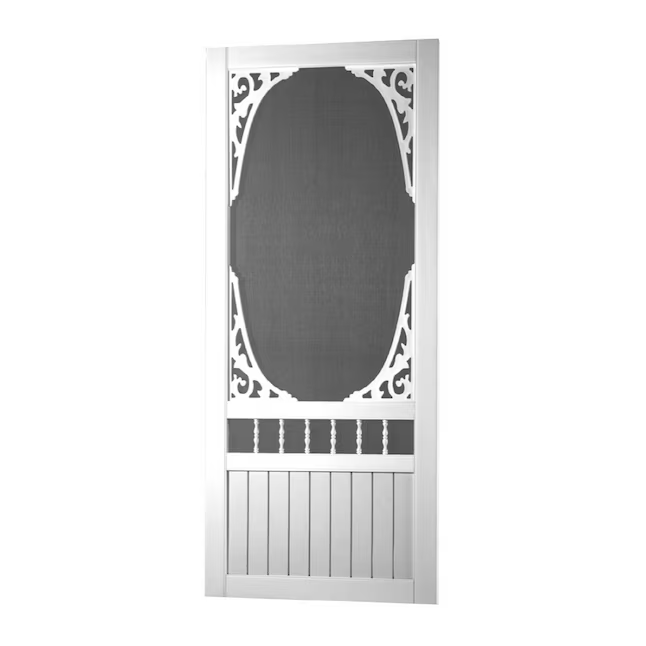 Screen Tight Springview 36-in x 80-in White Wood Hinged Single Screen door