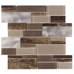 ** PER PCS ** Laser Contempo 12x12 Glossy Glass Metal Linear, 630840 LC004ERTH1213, 9pcs, MSRP:$14.98/pc, CLEARANCE: $4.99 + Tax, Loc: MT2-E