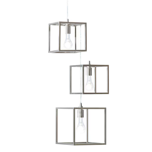 Style Selections Arctura 3-Light Brushed Nickel Modern/Contemporary Square Hanging Pendant Light Item, B10093 639164, CLEARANCE PRICE: $24.99 + Tax