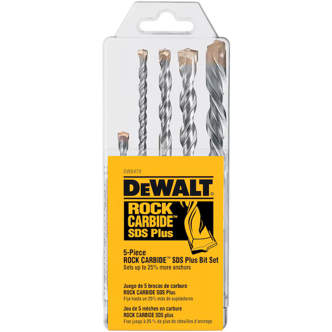 DEWALT Rock Carbide 5-Piece x Carbide Masonry Drill Bit Set for Hammer Drill