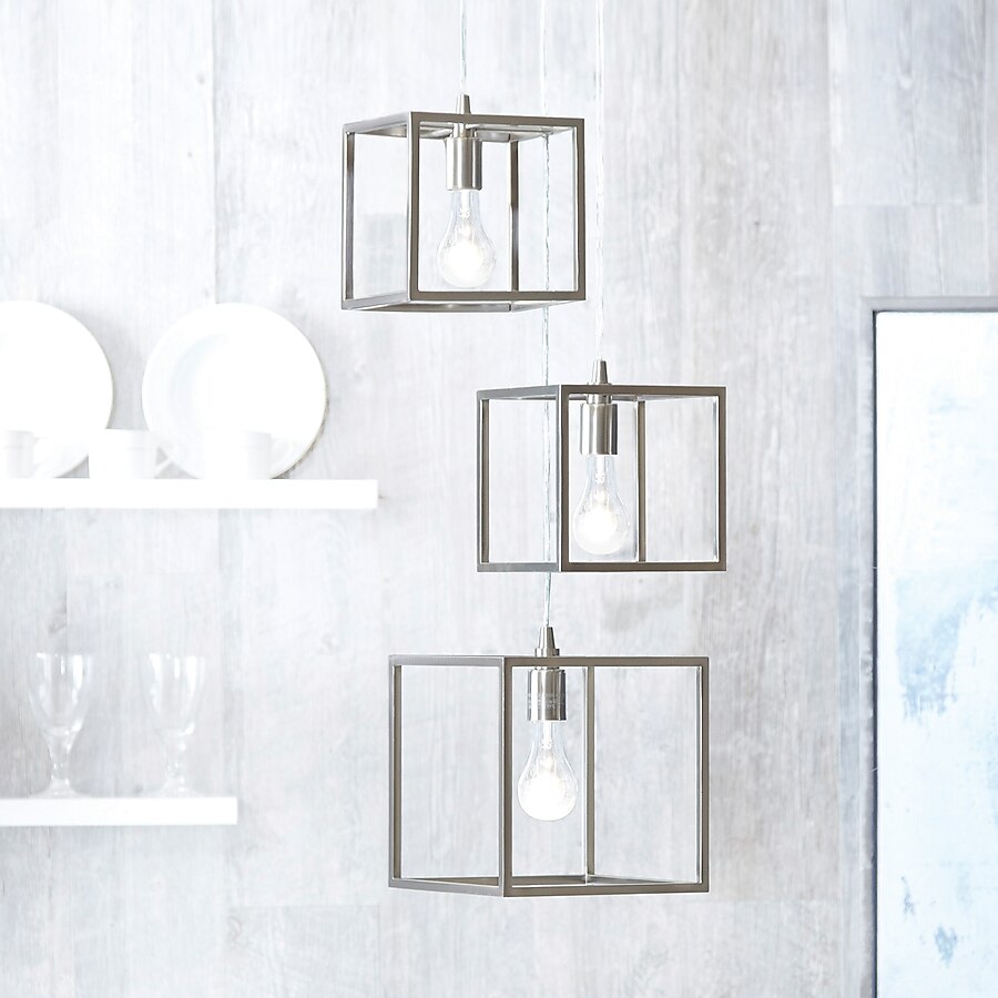 Style Selections Arctura 3-Light Brushed Nickel Modern/Contemporary Square Hanging Pendant Light Item, B10093 639164, CLEARANCE PRICE: $24.99 + Tax