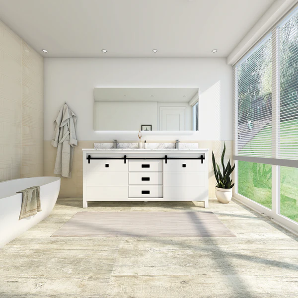 Florence 72-inch Double Sink Vanity in White with Custom Quartz Top, VV372W-CQTSQ, Retail: $2,099.95, FINAL PRICE: $1,299.99 + TAX