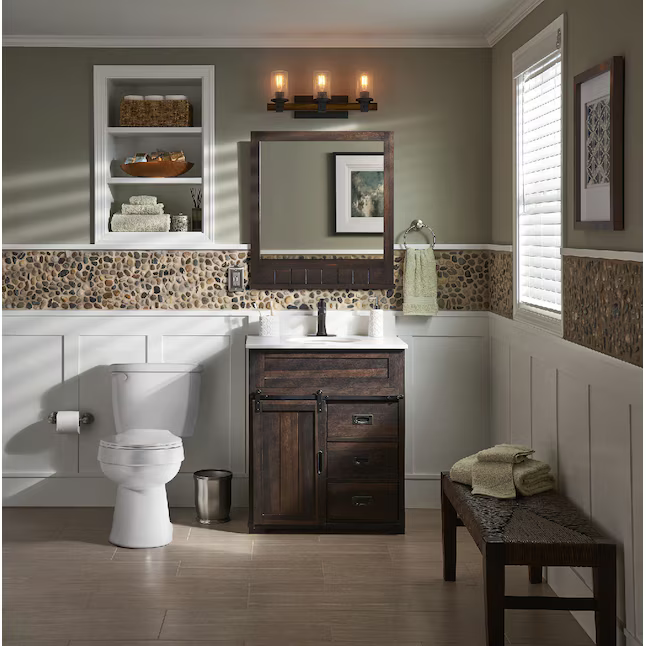 Style Selections Morriston 26-in x 28-in Framed Bathroom Vanity Mirror (Brown), WSL30BVMB 866550 *HD2410, Retail: $79.98, FINAL PRICE: $49.99 + TAX