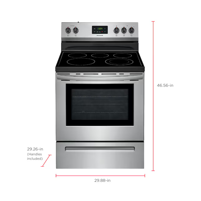 Frigidaire 30-in Glass Top 5 Burners 5.3-cu ft Freestanding Electric Range (Fingerprint Resistant Stainless Steel)