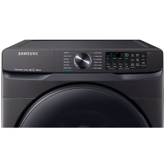 Samsung Smart 5-cu ft High Efficiency Stackable Steam Cycle Smart Front-Load Washer (Fingerprint Resistant Black Stainless Steel) ENERGY STAR
