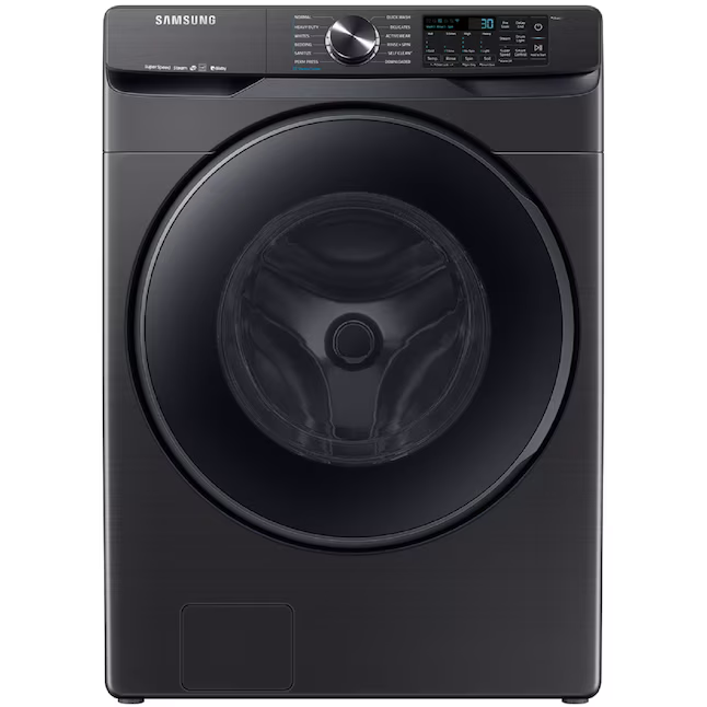 Samsung Smart 5-cu ft High Efficiency Stackable Steam Cycle Smart Front-Load Washer (Fingerprint Resistant Black Stainless Steel) ENERGY STAR