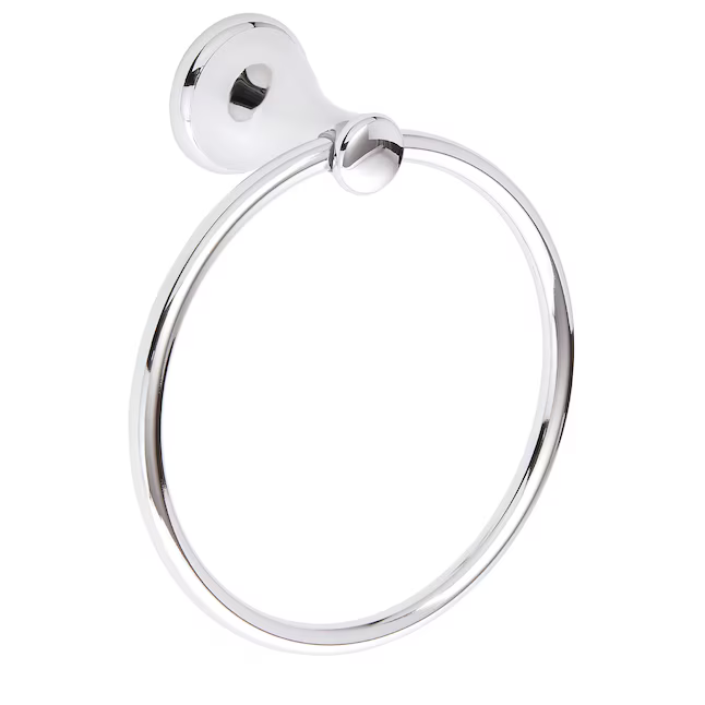 Style Selections Bailey Chrome Wall mount Single Towel Ring, 2131143, JR2112