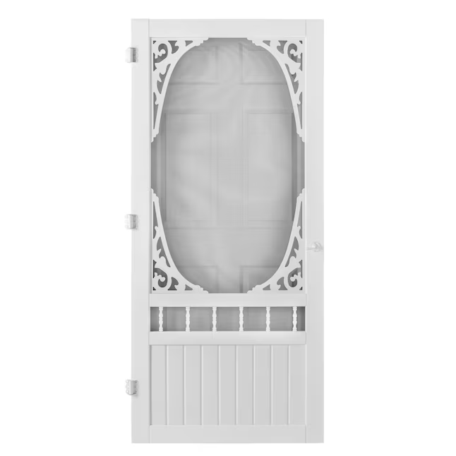 Screen Tight Springview 36-in x 80-in White Wood Hinged Single Screen door