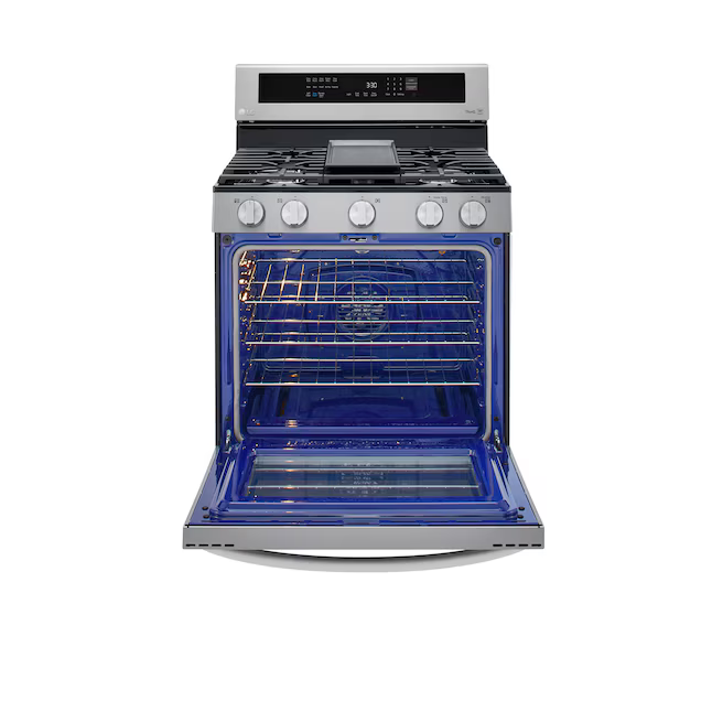 LG InstaView 30-in 5 burners 5.8-cu ft Air Fry Convection Oven Freestanding Natural Gas Range (Stainless Steel), LRGL5825F *JR2505, Retail: $1,399.00, FINAL PRICE: $799.00 + TAX