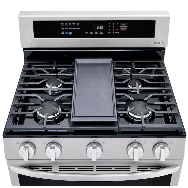 LG InstaView 30-in 5 burners 5.8-cu ft Air Fry Convection Oven Freestanding Natural Gas Range (Stainless Steel), LRGL5825F *JR2505, Retail: $1,399.00, FINAL PRICE: $799.00 + TAX
