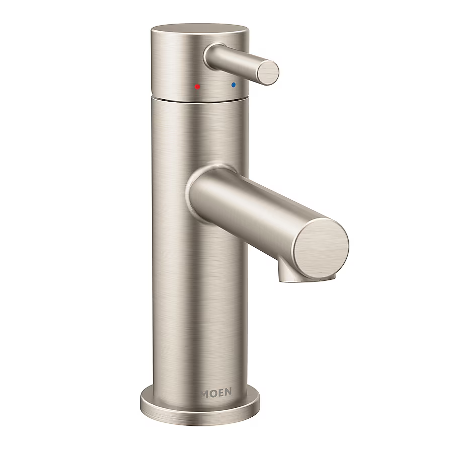 Moen Align Brushed Nickel Single hole 1-handle WaterSense Low-arc Residential Handle Bathroom Sink Faucet with Drain with Deck Plate, 6190BN, 2623979 *JR2503