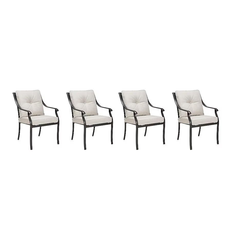 Style Selections Elliot Creek Set of 4 Stackable Dark Gray Steel Frame Stationary Dining Chair with Gray Cushioned Seat, 790.130.001 1099834 *HD2409, Retail: $381, FINAL PRICE: $199.99 + TAX
