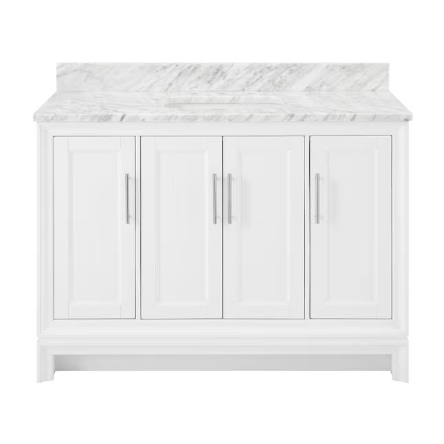 Ellen DeGeneres Anaheim 48-in White Undermount Single Sink Bathroom Vanity with Engineered Carrara Marble Top, 1580VA-48-201-925-UM, FINAL PRICE: $749.99 + Tax