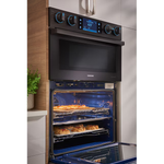 Samsung 30-in Self-cleaning Convection Oven Fingerprint-Resistant Convection European Element Microwave Wall Oven Combo (Black Stainless Steel)