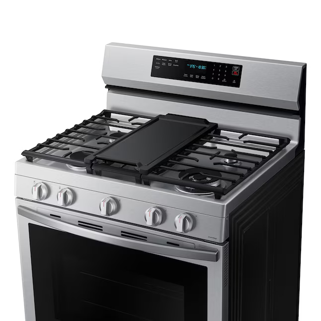Samsung 30-in 5 Burners 6-cu ft Self-cleaning Air Fry Convection Oven Freestanding Smart Natural Gas Range (Fingerprint Resistant Stainless Steel), NX60A6711SS/AA *BD
