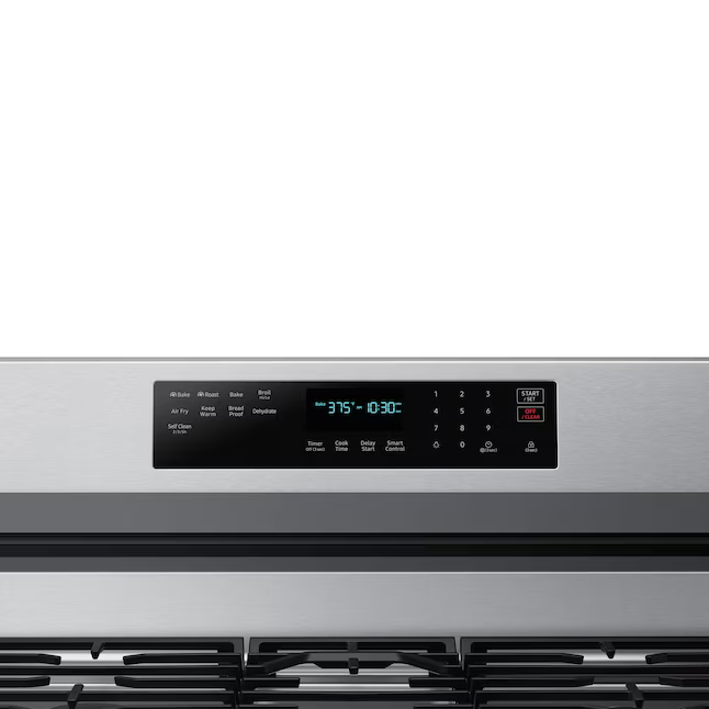 Samsung 30-in 5 Burners 6-cu ft Self-cleaning Air Fry Convection Oven Freestanding Smart Natural Gas Range (Fingerprint Resistant Stainless Steel), NX60A6711SS/AA *BD