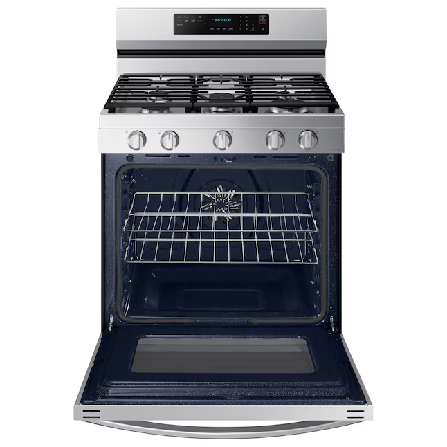 Samsung 30-in 5 Burners 6-cu ft Self-cleaning Air Fry Convection Oven Freestanding Smart Natural Gas Range (Fingerprint Resistant Stainless Steel), NX60A6711SS/AA *BD