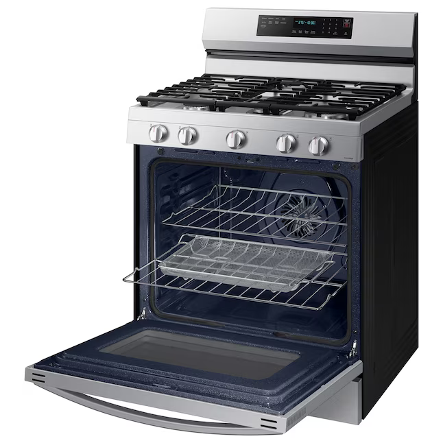 Samsung 30-in 5 Burners 6-cu ft Self-cleaning Air Fry Convection Oven Freestanding Smart Natural Gas Range (Fingerprint Resistant Stainless Steel), NX60A6711SS/AA *BD