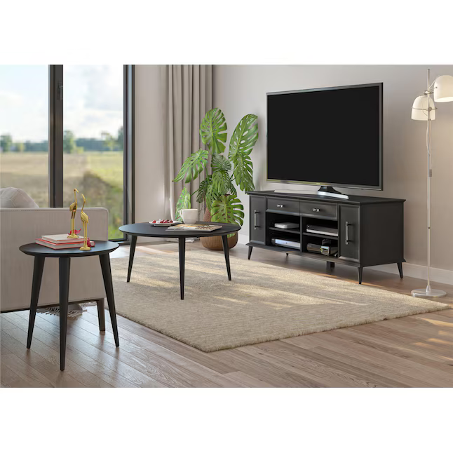 Ameriwood Home Remington 19.7-in W x 22.3-in H Matte Black Composite Round Modern End Table Assembly Required, 1256872COM 4131626 *HD2409, Retail: $99.99, FINAL PRICE: $59.99 + TAX