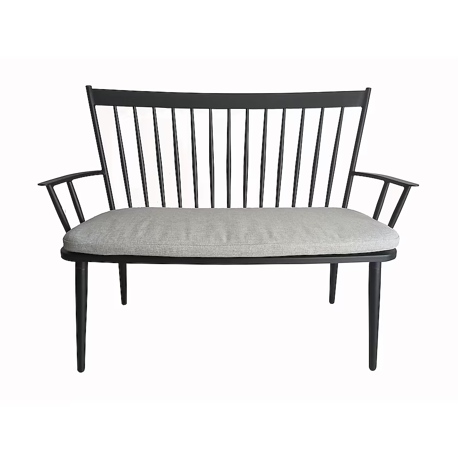 Summit Lane Patio Bench 46.6-in W x 37-in H Black Aluminum Traditional Bench, TPS7005 4134944 *HD2409, Retail: $248, FINAL PRICE: $149.99 + TAX