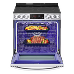 **Check Serial** LG 30-in Glass Top 5 burners 6.3-cu ft Air Fry Convection Oven Slide-In Electric Range (PrintProof Stainless Steel), LSEL6333F *JR2507, Retail: $1,799.00, FINAL PRICE: $749.99 + TAX