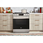 **Check Serial** LG 30-in Glass Top 5 burners 6.3-cu ft Air Fry Convection Oven Slide-In Electric Range (PrintProof Stainless Steel), LSEL6333F *JR2507, Retail: $1,799.00, FINAL PRICE: $749.99 + TAX