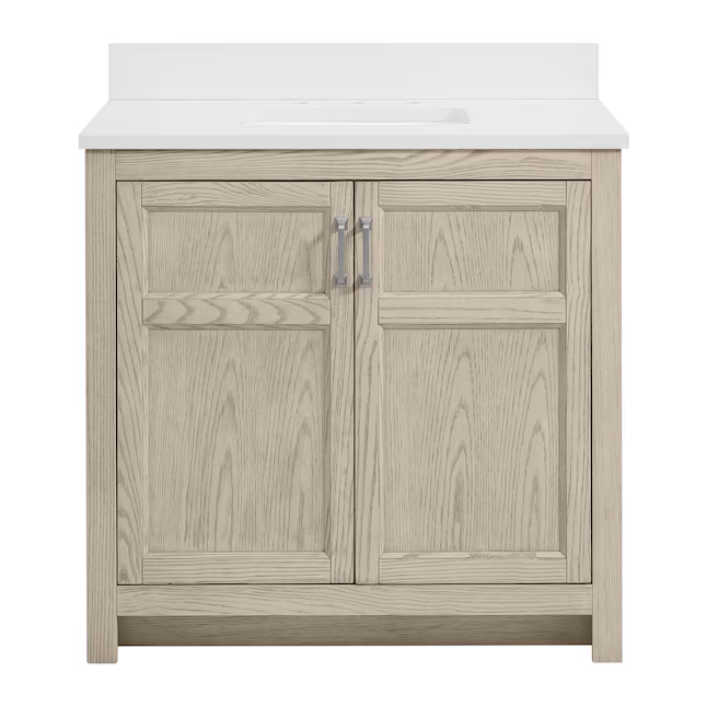 Alpine Reserve Watson 36-in Sandstorm Oak Undermount Single Sink Bathroom Vanity with White Engineered Stone Top, 1954VA-36-279-901-UM, FINAL PRICE: $599.99 + Tax