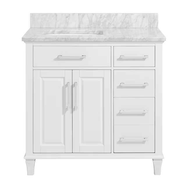 Alpine Reserve Brookview 36-in White Oak Undermount Single Sink Bathroom Vanity with Natural Carrara Marble Top, 1789VA-36-201-900-UM, FINAL PRICE: $599.99 + Tax