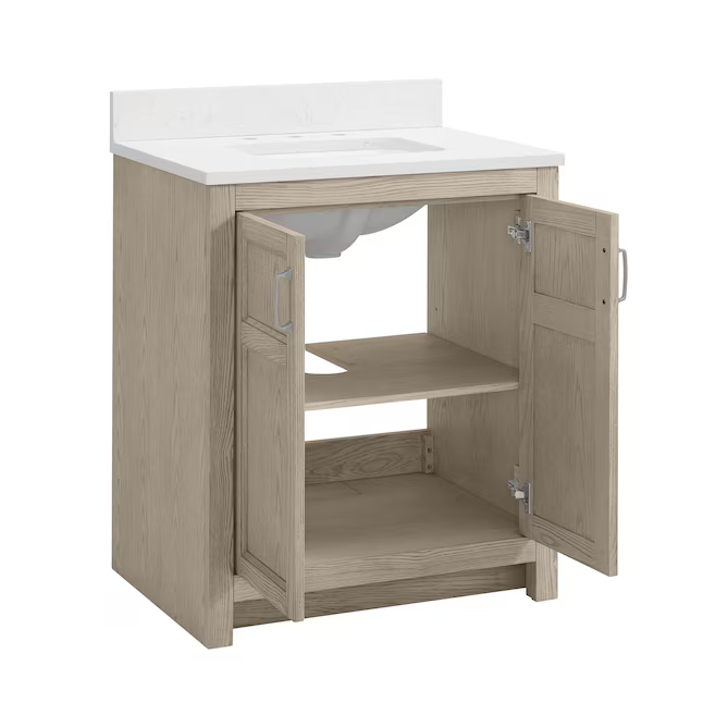 Alpine Reserve Watson 30-in Sandstorm Oak Undermount Single Sink Bathroom Vanity with Natural Carrara Marble Top, 1954VA-30-279-900-UM, FINAL PRICE: $549.99 + Tax
