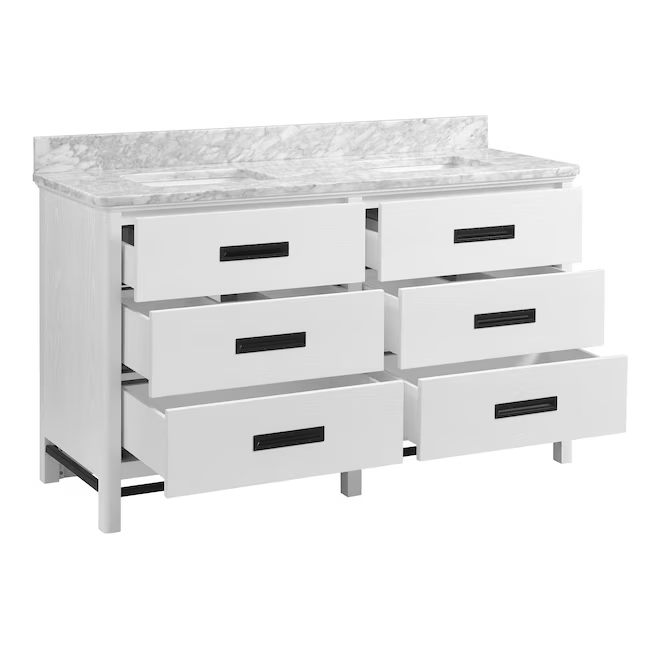 Alpine Reserve Larsen 60-in White Oak Vanity with Natural Carrara Marble Top, 1694VA-60-241-900-UM, FINAL PRICE: $999.99 + Tax