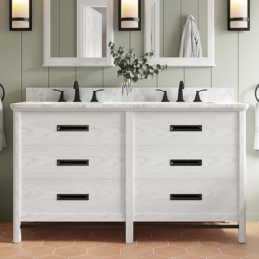 Alpine Reserve Larsen 60-in White Oak Vanity with Natural Carrara Marble Top, 1694VA-60-241-900-UM, FINAL PRICE: $999.99 + Tax