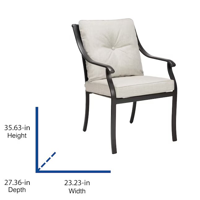 Style Selections Elliot Creek Set of 4 Stackable Dark Gray Steel Frame Stationary Dining Chair with Gray Cushioned Seat, 790.130.001 1099834 *HD2409, Retail: $381, FINAL PRICE: $199.99 + TAX