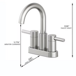 Alpine Reserve Harlow Brushed Nickel 4-in Centerset 2-Handle WaterSense High-Arc Residential Handle Bathroom Sink Faucet with Drain with Deck Plate, 67692W-6104 #702752 *JR2509, Retail: $69.00, FINAL PRICE: $46.99 + TAX