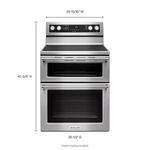 KitchenAid 30-in Glass Top 5 Burners 4.2-cu ft / 2.5-cu ft Convection Oven Freestanding Double Oven Electric Range (Stainless Steel), KFED500ESS/06 *JR2509, Retail: $2,499.00, FINAL PRICE: $1,349.99 + TAX