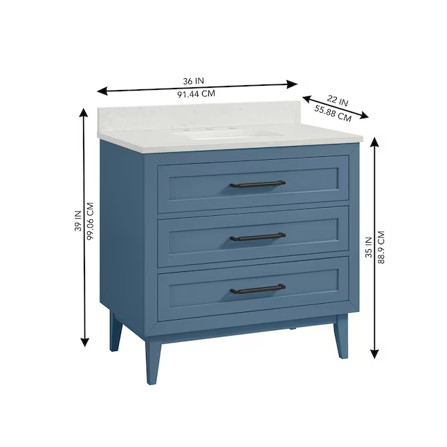Origin 21 Edison 36-in Chambray Undermount Single Sink Bathroom Vanity with Engineered Carrara Top, 1690VA-36-318-925-UM, FINAL PRICE: $499.99 + Tax