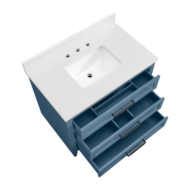 Origin 21 Edison 36-in Chambray Undermount Single Sink Bathroom Vanity with Engineered Carrara Top, 1690VA-36-318-925-UM, FINAL PRICE: $499.99 + Tax