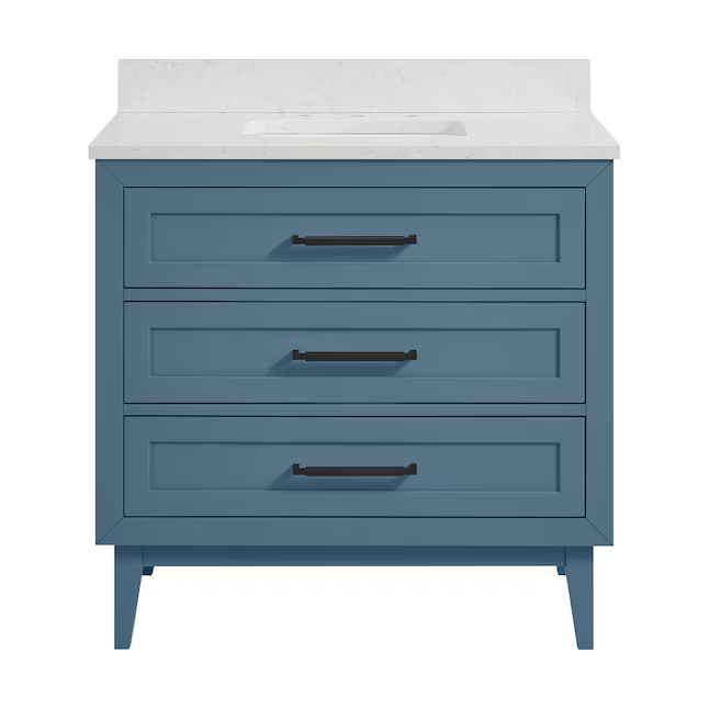 Origin 21 Edison 36-in Chambray Undermount Single Sink Bathroom Vanity with Engineered Carrara Top, 1690VA-36-318-925-UM, FINAL PRICE: $499.99 + Tax