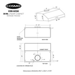 Cosmo 30-in Ducted 380-CFM Stainless Steel Under Cabinet Range Hood, UC30 *JR2508, Retail: $, FINAL PRICE: $149.99 + TAX