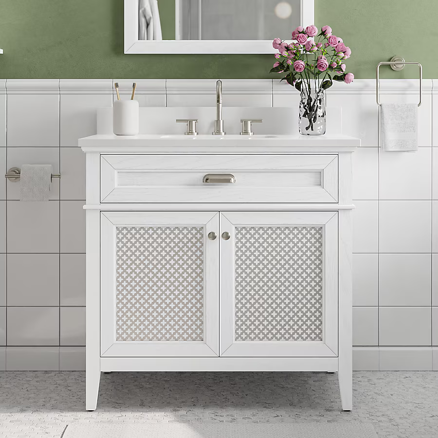 Nicole Curtis Northville 36-in White Oak Vanity with White Engineered Stone Top, 1922VA-36-341-901-UM, FINAL PRICE: $599.99 + Tax