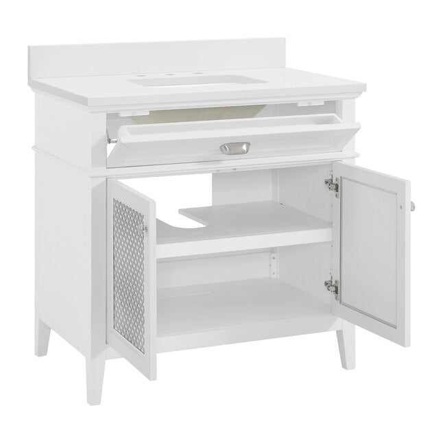 Nicole Curtis Northville 36-in White Oak Vanity with White Engineered Stone Top, 1922VA-36-341-901-UM, FINAL PRICE: $599.99 + Tax