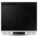 Samsung 30-in Glass Top 5 burners 6.3-cu ft Air Fry Slide-In Electric Range (Fingerprint Resistant Stainless Steel), NE63BG8315SS *BG, MSRP: $1,099.00, FINAL PRICE: $799.99 + TAX
