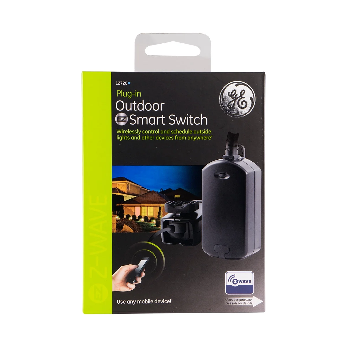 GE Z-Wave Wireless Plug-In Outdoor Smart Lighting Control Switch, 12720