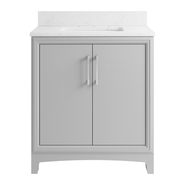 Ellen DeGeneres Norbeck 31-in Light Gray Undermount Single Sink Bathroom Vanity with Carrara Engineered Marble Top, 2342VA-31-242-925-UM, FINAL PRICE: $349.99 + Tax