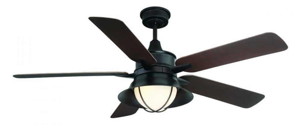 52-625-5CN-13 Hyannis 52-IN Ceiling Fan With Remote and Light Kit in English Bronze (Damp Rated), MSRP: $606.00, CLEARANCE DISCOUNT! LOC: C-6