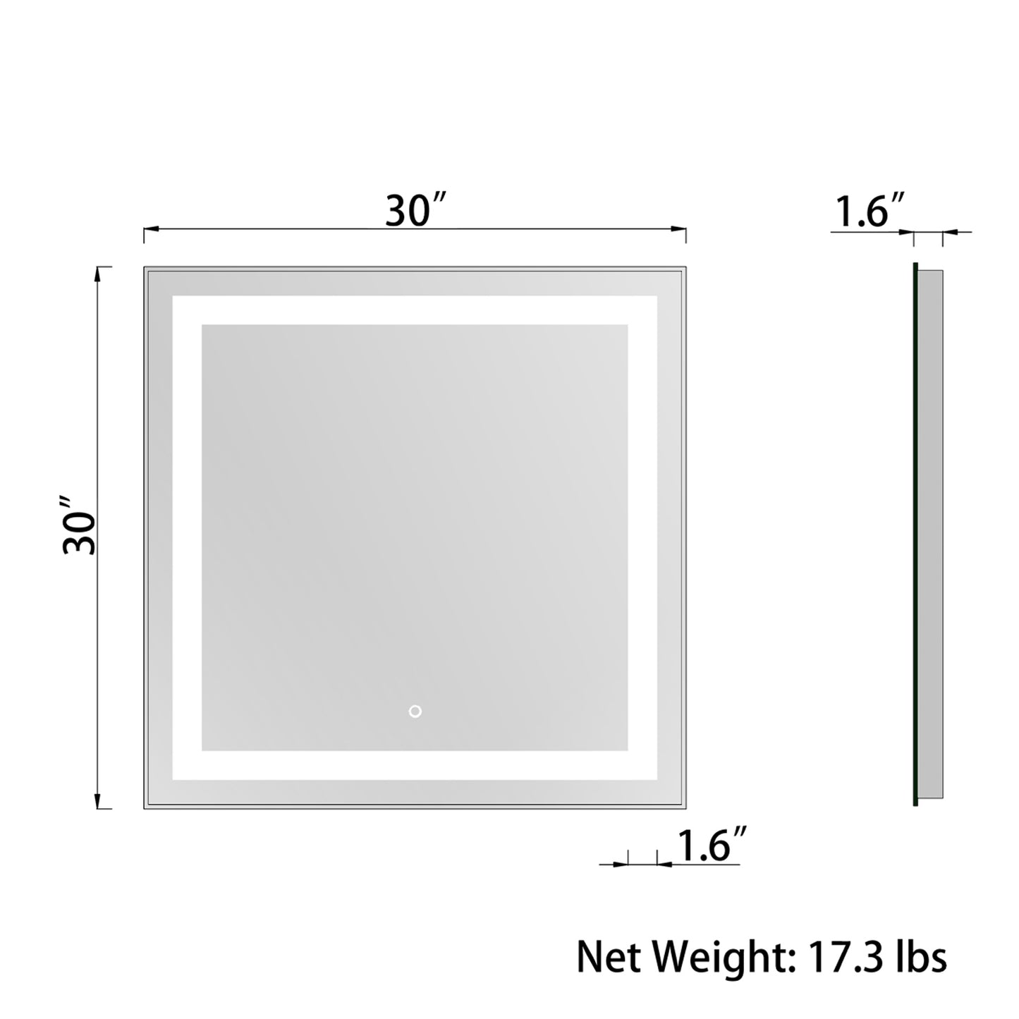 Aurora 30x30 Square Frameless LED Mirror, MA023030T, FINAL PRICE: $179.99 + Tax