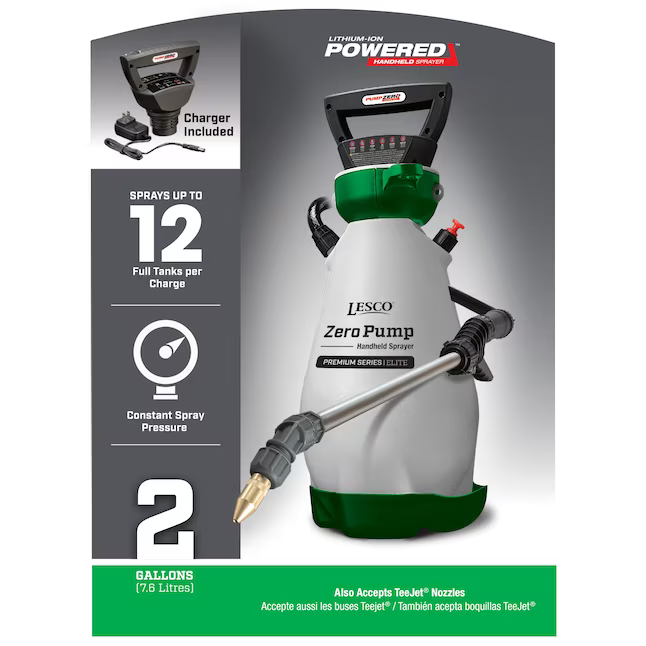 Lesco 2-Gallon Battery Operated Plastic Pump Sprayer Battery and Charger Included, 190594 4356311 *HD2412, Retail: $89.98, FINAL PRICE: $49.99 + TAX