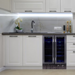 NewAir 23.43-in W 18-Bottles Black Stainless Steel Dual Zone Cooling Built-in/Freestanding Indoor Wine Cooler, NWB076BS00 *JR2508, Retail: $1,109.99, FINAL PRICE: $629.99 + TAX