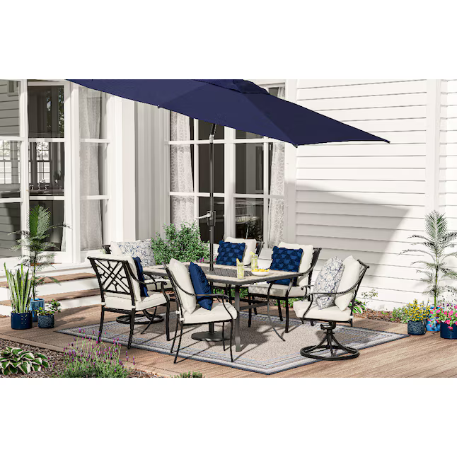 Style Selections Elliot Creek Set of 4 Stackable Dark Gray Steel Frame Stationary Dining Chair with Gray Cushioned Seat, 790.130.001 1099834 *HD2409, Retail: $381, FINAL PRICE: $199.99 + TAX