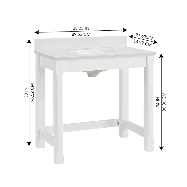 Alpine Reserve Preslar 36-in White ADA Vanity with Engineered Carrara Marble Top, 1703VADA-36-201-925-UM, FINAL PRICE: $499.99 + Tax