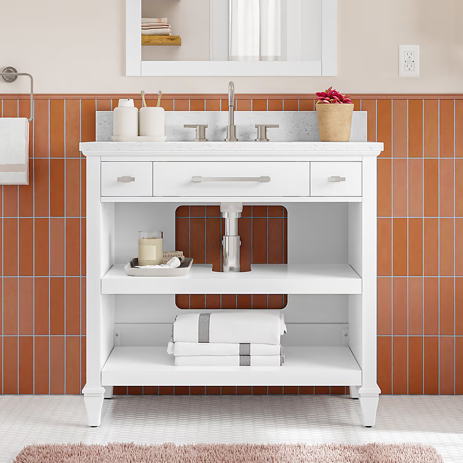 Alpine Reserve Brookview ADA 36-in White Undermount Single sink Bathroom Vanity with Carrara Engineered marble Top, 1789VADA-36-201-925-UM, FINAL PRICE: $549.99 + Tax